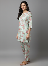 2 PC Printed Linen Dress