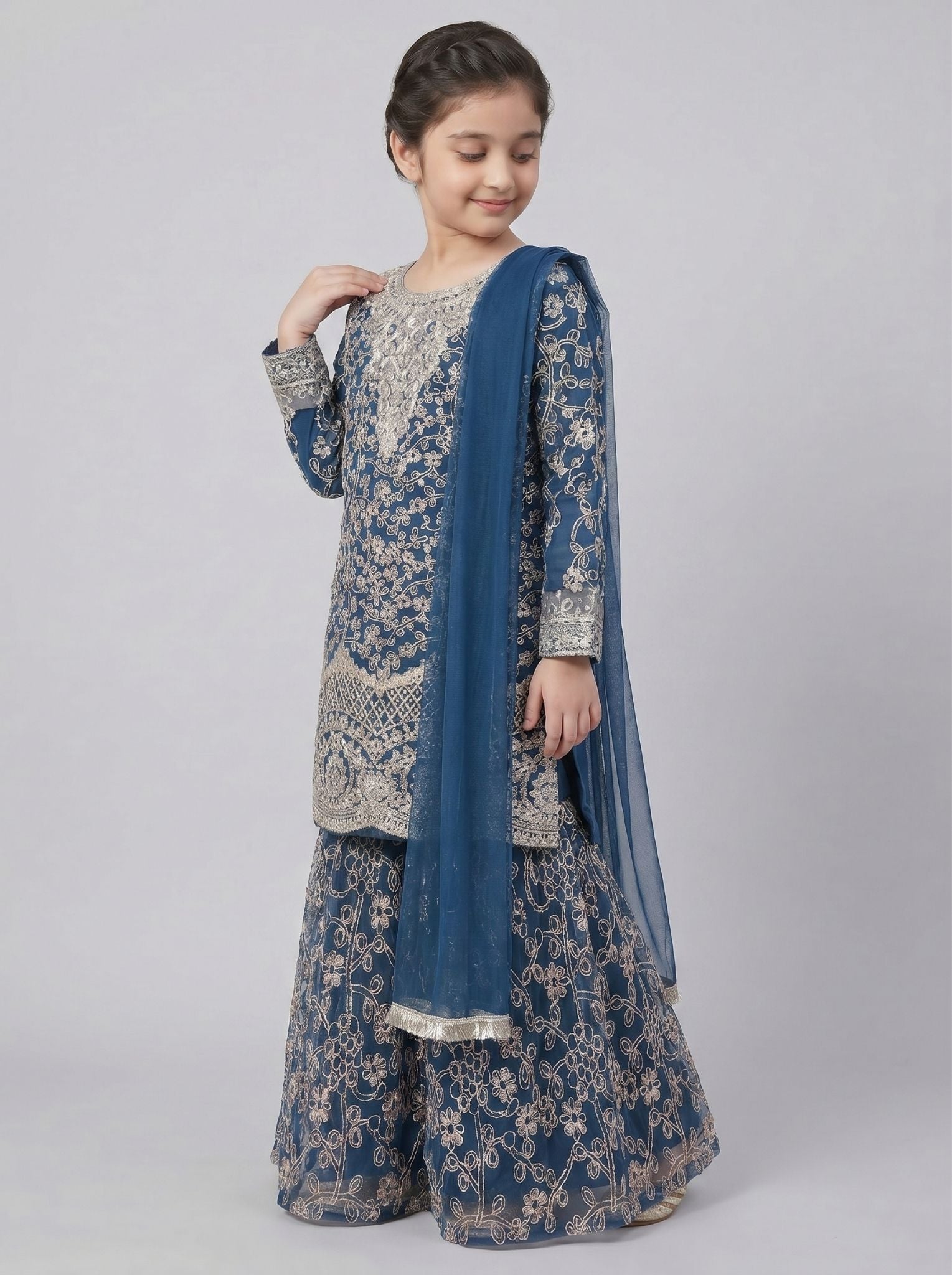 3 pcs kids cotton net Sharara