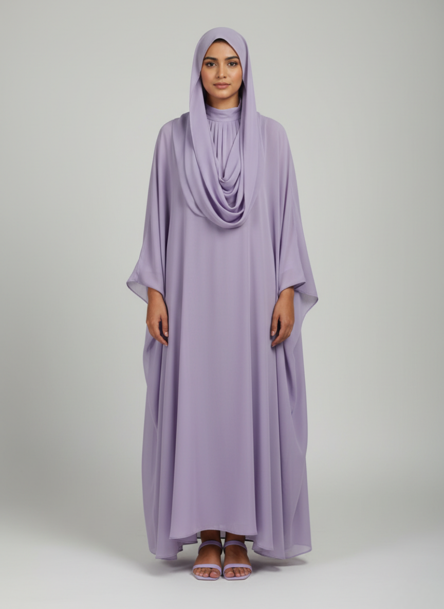 Inner and Upper separate gown Chiffon Abaya butterfly style