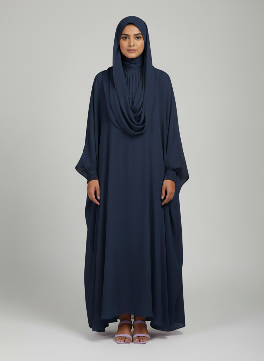 Inner and Upper separate gown Chiffon Abaya butterfly style