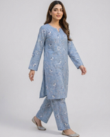 2 pc linen floral dress with plazo