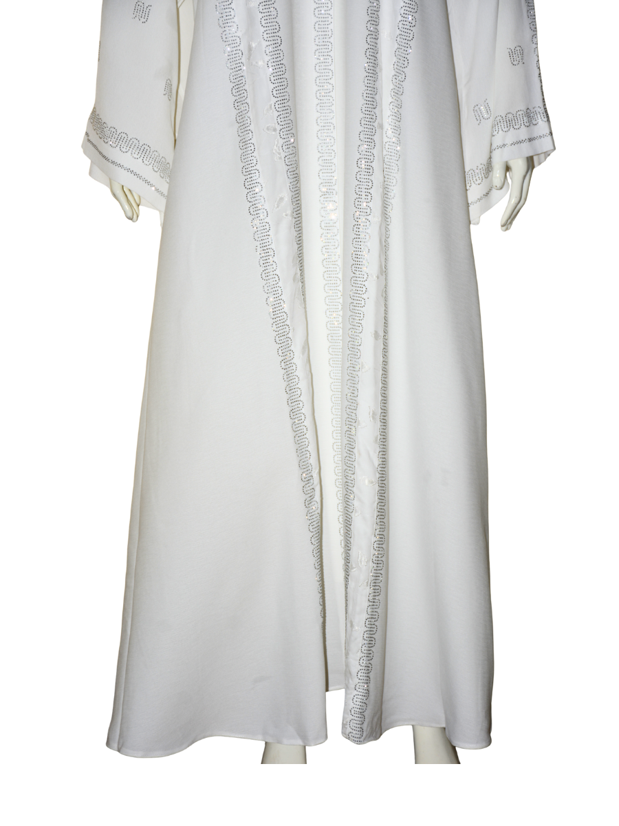 Nida fabric Abaya with Silver stone work