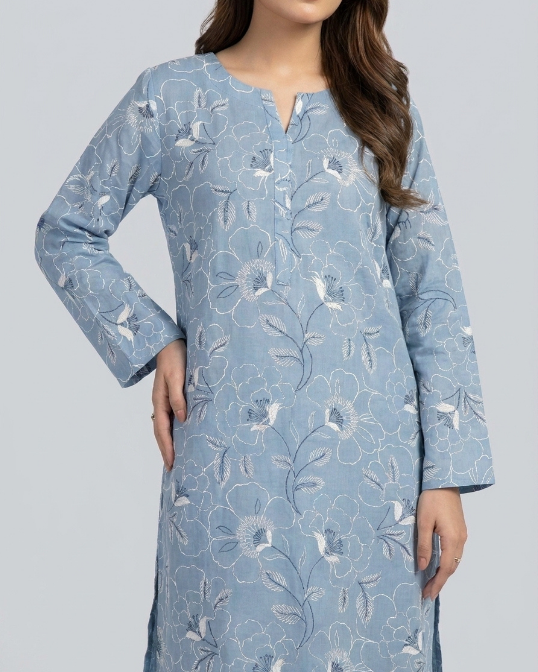 2 pc linen floral dress with plazo