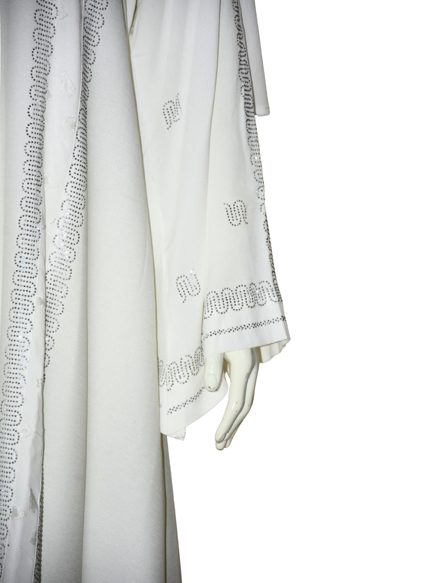 Nida fabric Abaya with Silver stone work
