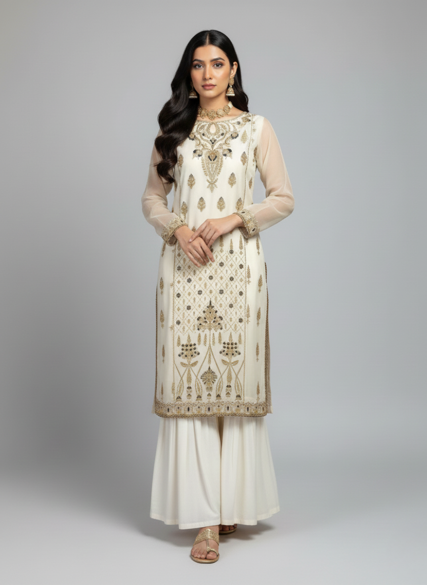 Embroidered Semi Formal Shirt (Separate Dupatta to be purchased Separate Trouser)