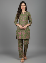 2 PC Printed Linen Dress