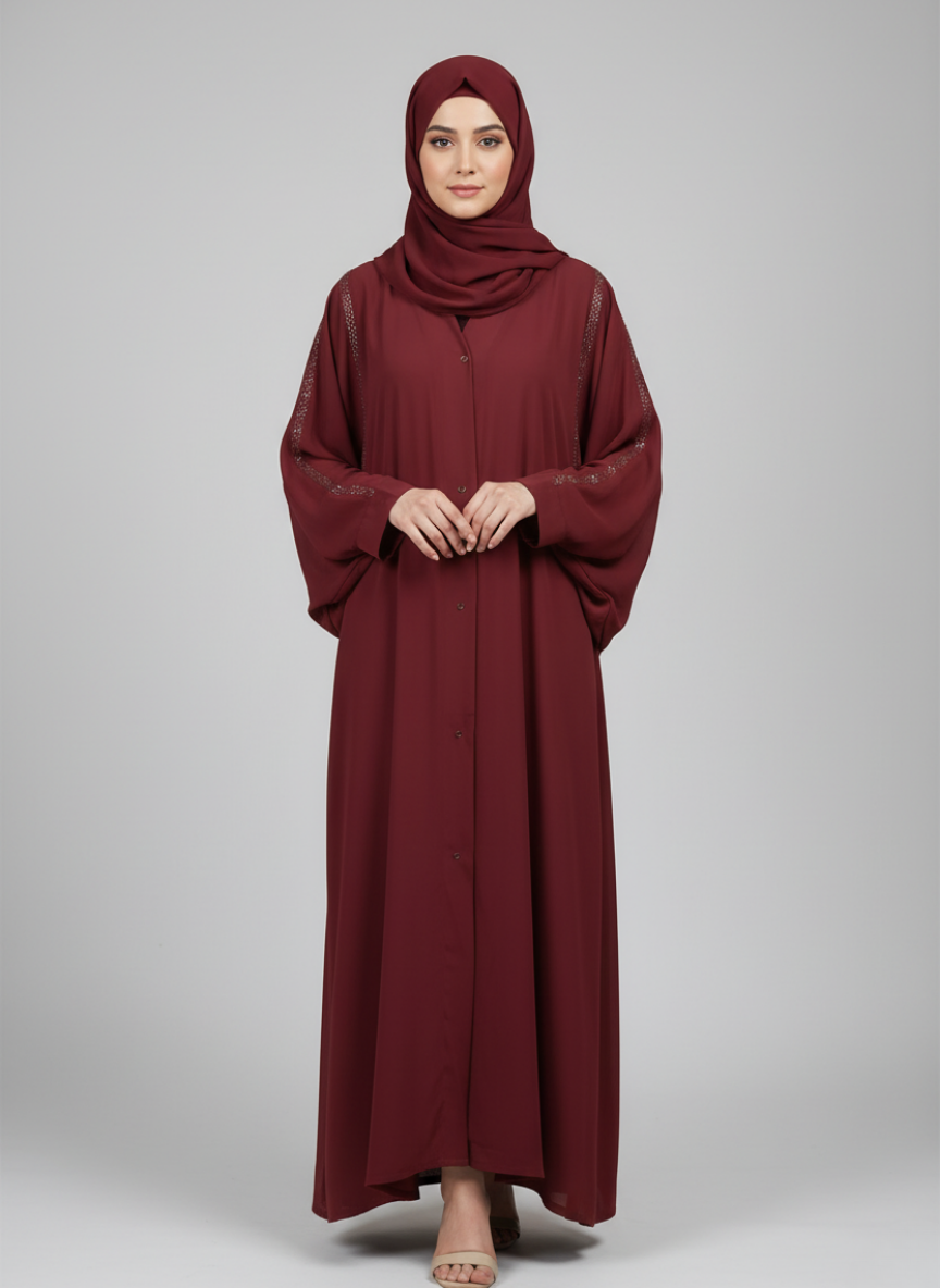 Front open georgette abaya with lose sleeves