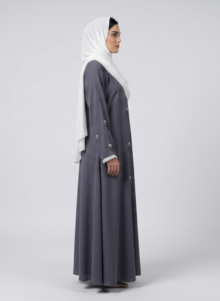 Nida fabric Abaya with Frill on Sleeves