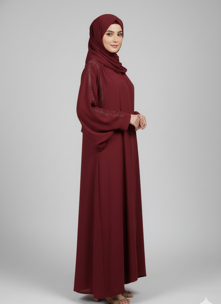 Front open georgette abaya with lose sleeves