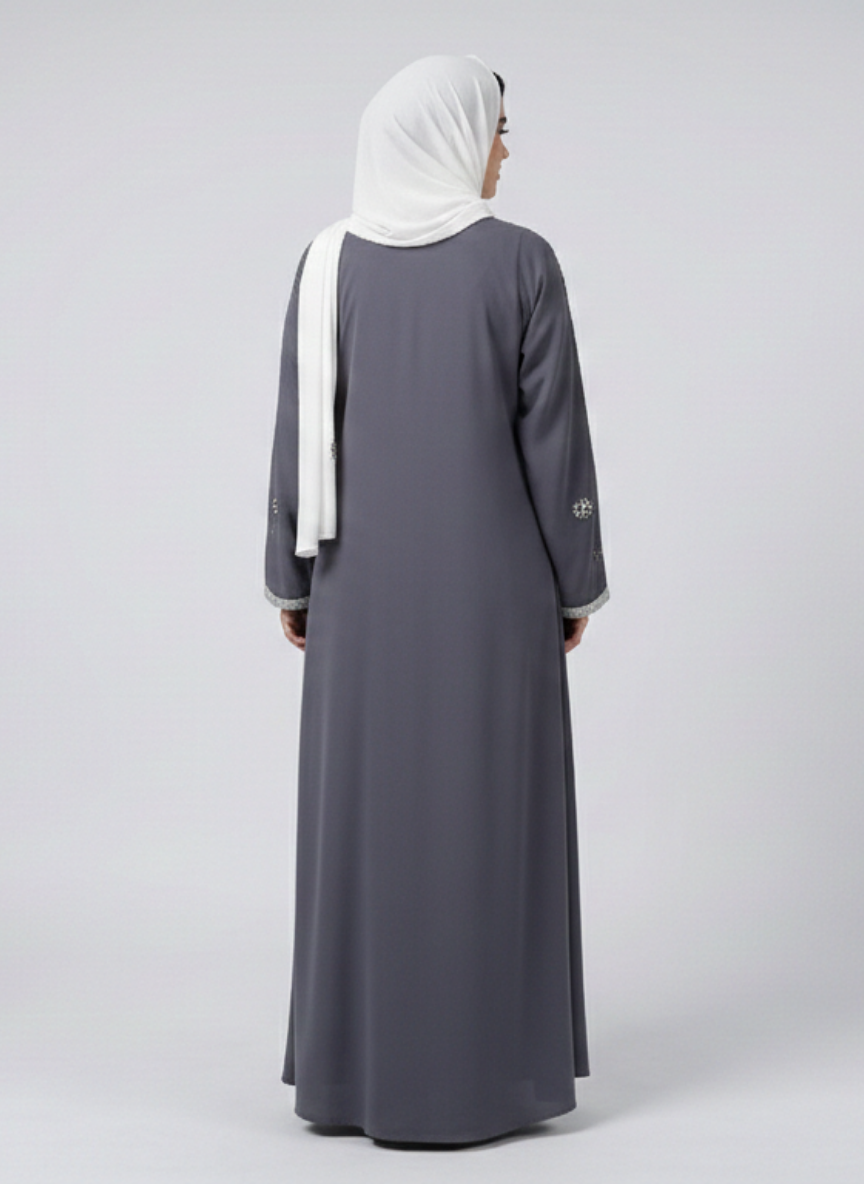 Nida fabric Abaya with Frill on Sleeves