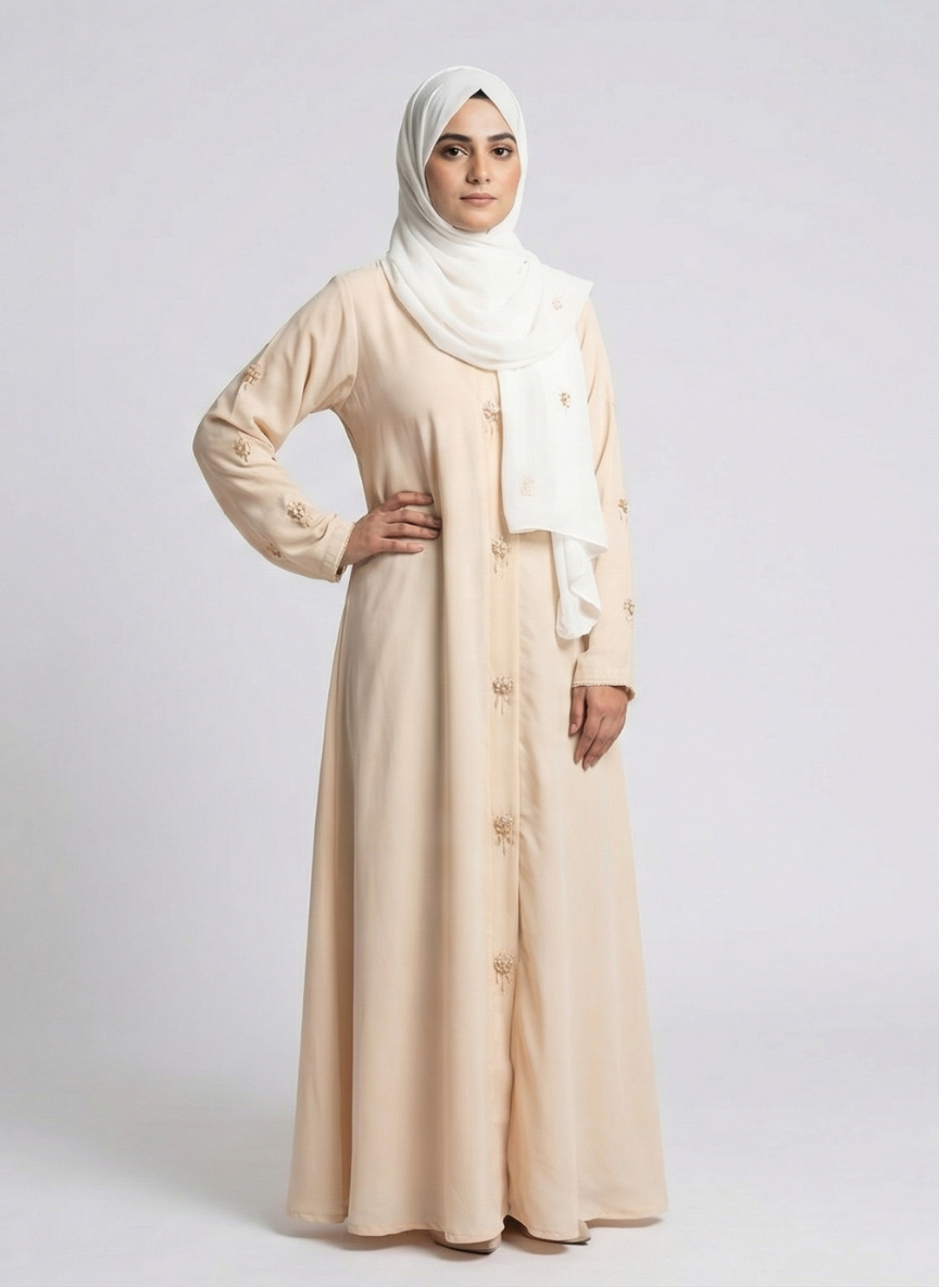 Nida fabric Abaya with Frill on Sleeves
