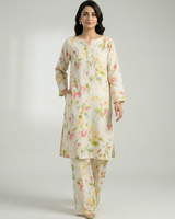 2 pc linen floral dress with plazo