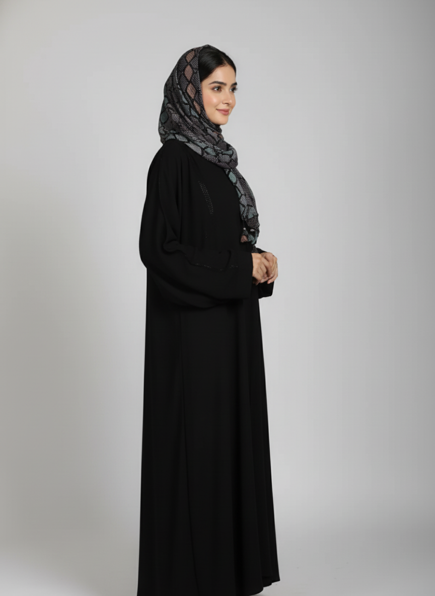 Front open georgette abaya with lose sleeves