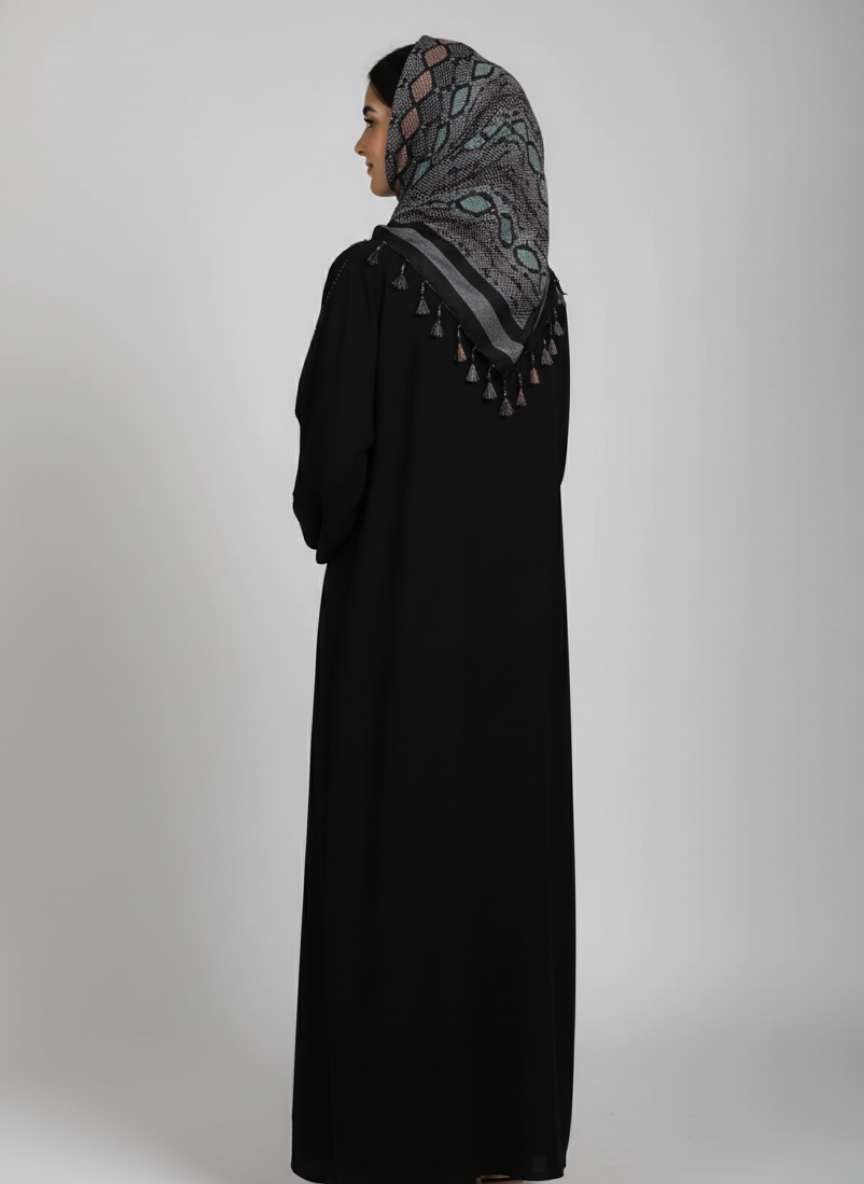 Front open georgette abaya with lose sleeves