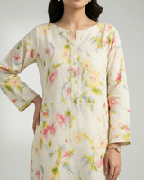 2 pc linen floral dress with plazo