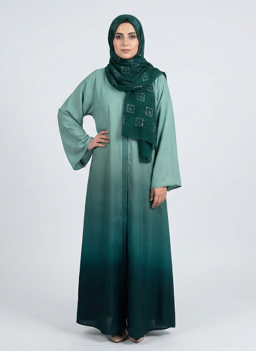 Multi-tone Abaya with Scarf