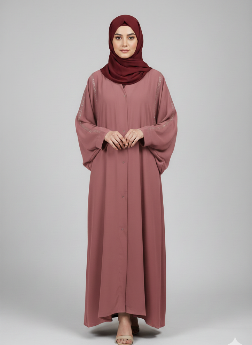 Front open georgette abaya with lose sleeves