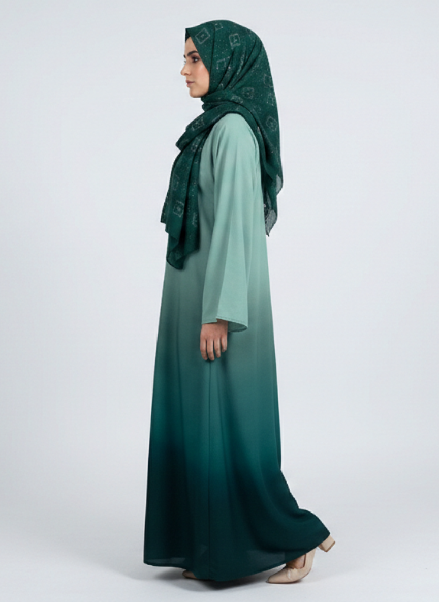 Multi-tone Abaya with Scarf