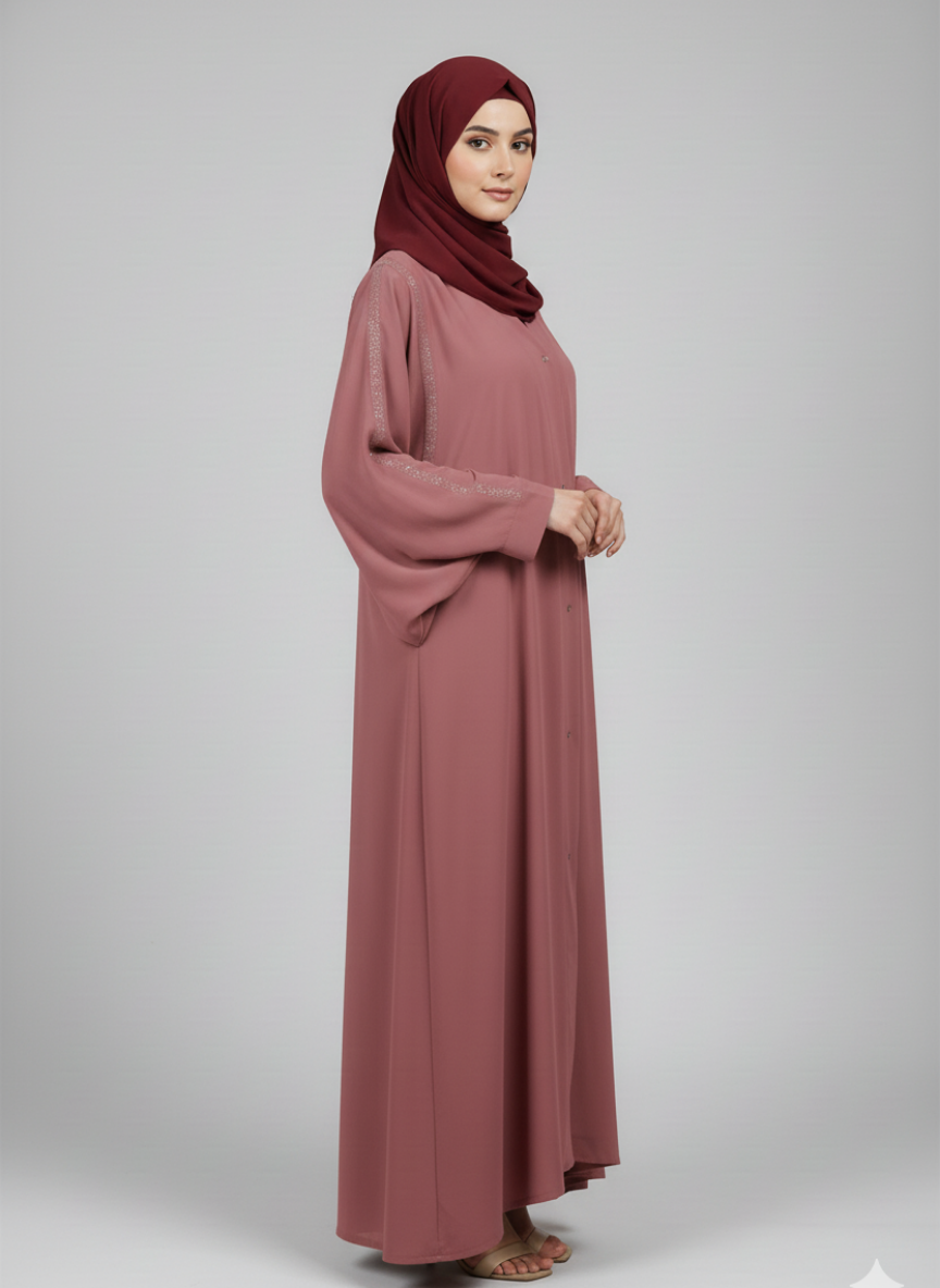 Front open georgette abaya with lose sleeves