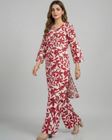 2 pc linen floral dress with plazo