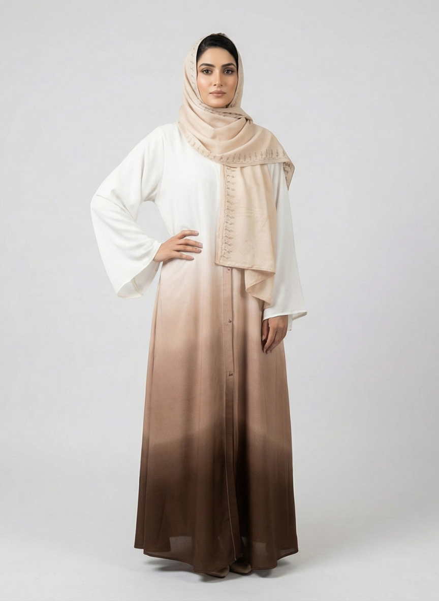 Multi-tone Abaya with Scarf