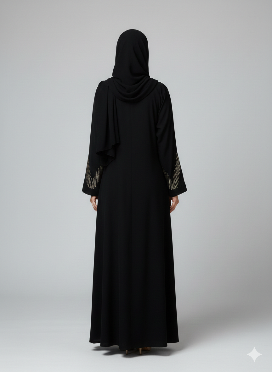 Nida fabric Abaya with Stone Work
