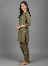 2 PC Printed Linen Dress