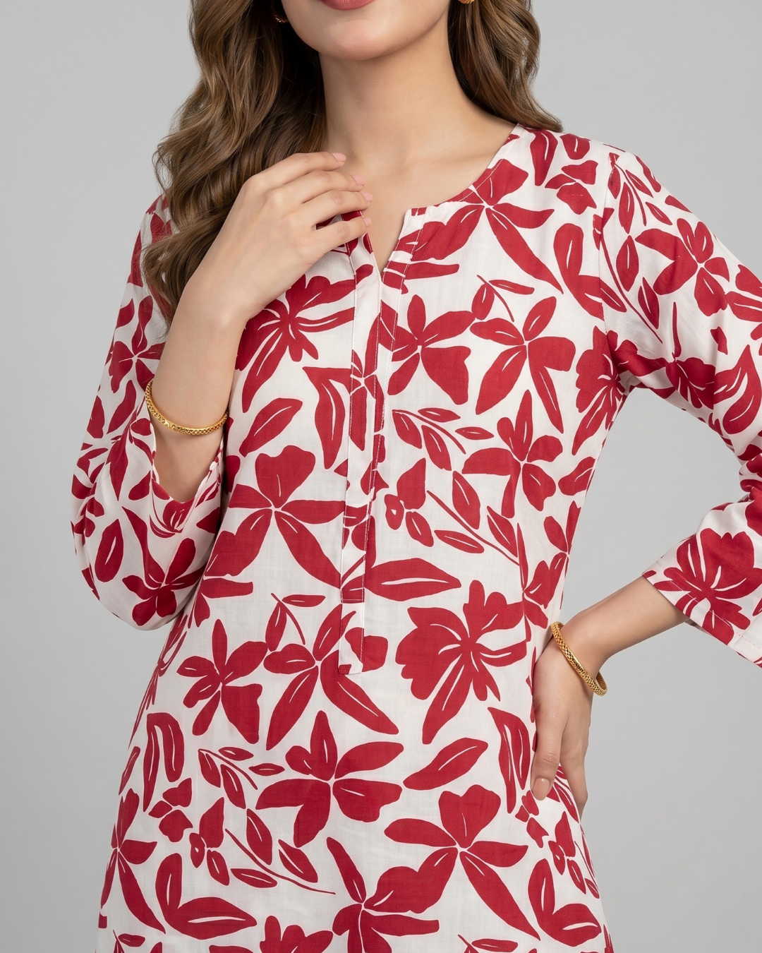 2 pc linen floral dress with plazo