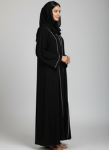Plain Nida Fabric front open abaya
