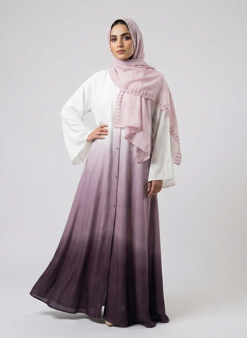 Multi-tone Abaya with Scarf