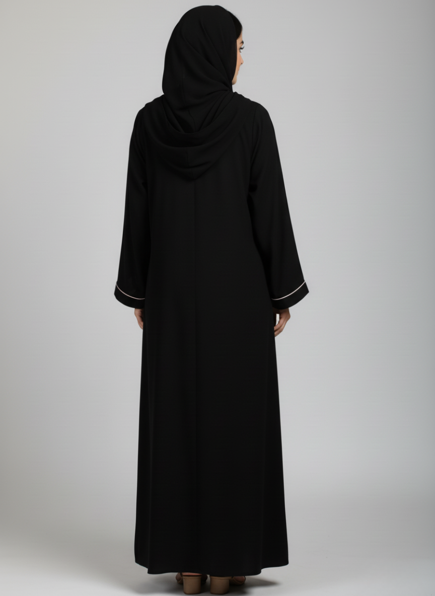 Plain Nida Fabric front open abaya