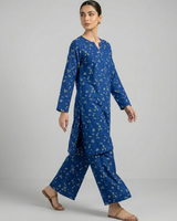 2 pc linen floral dress with plazo