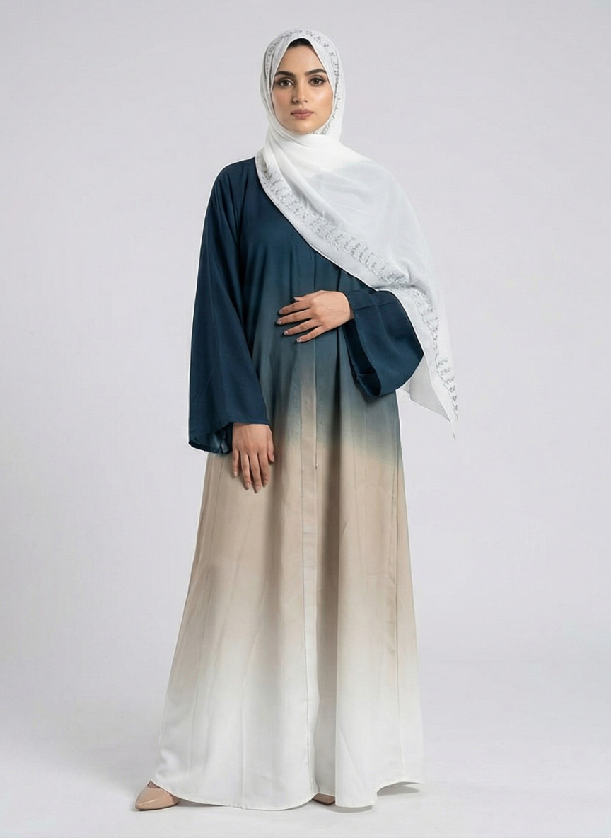 Multi-tone Abaya with Scarf