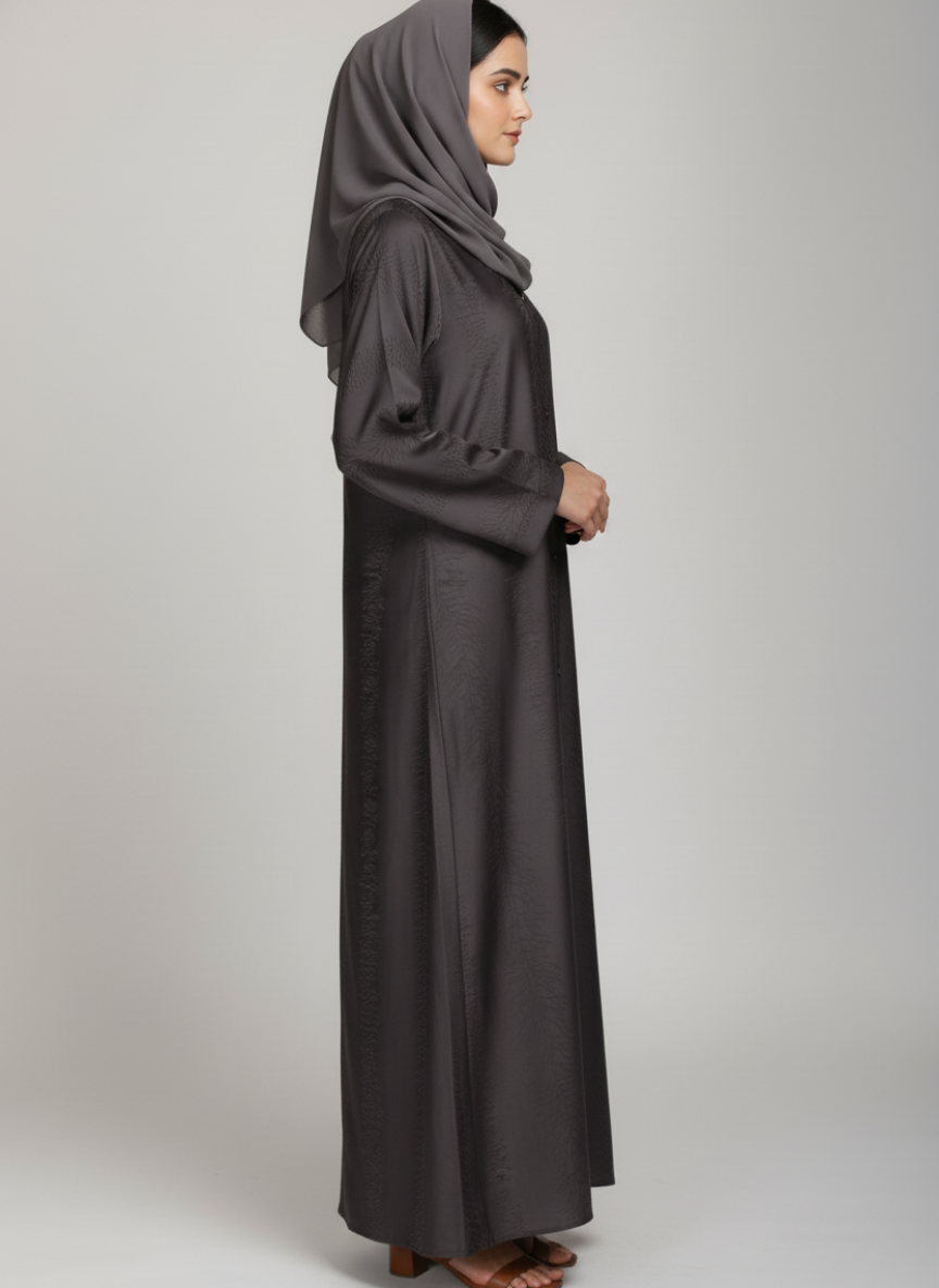 Front open thick silk fabric abaya