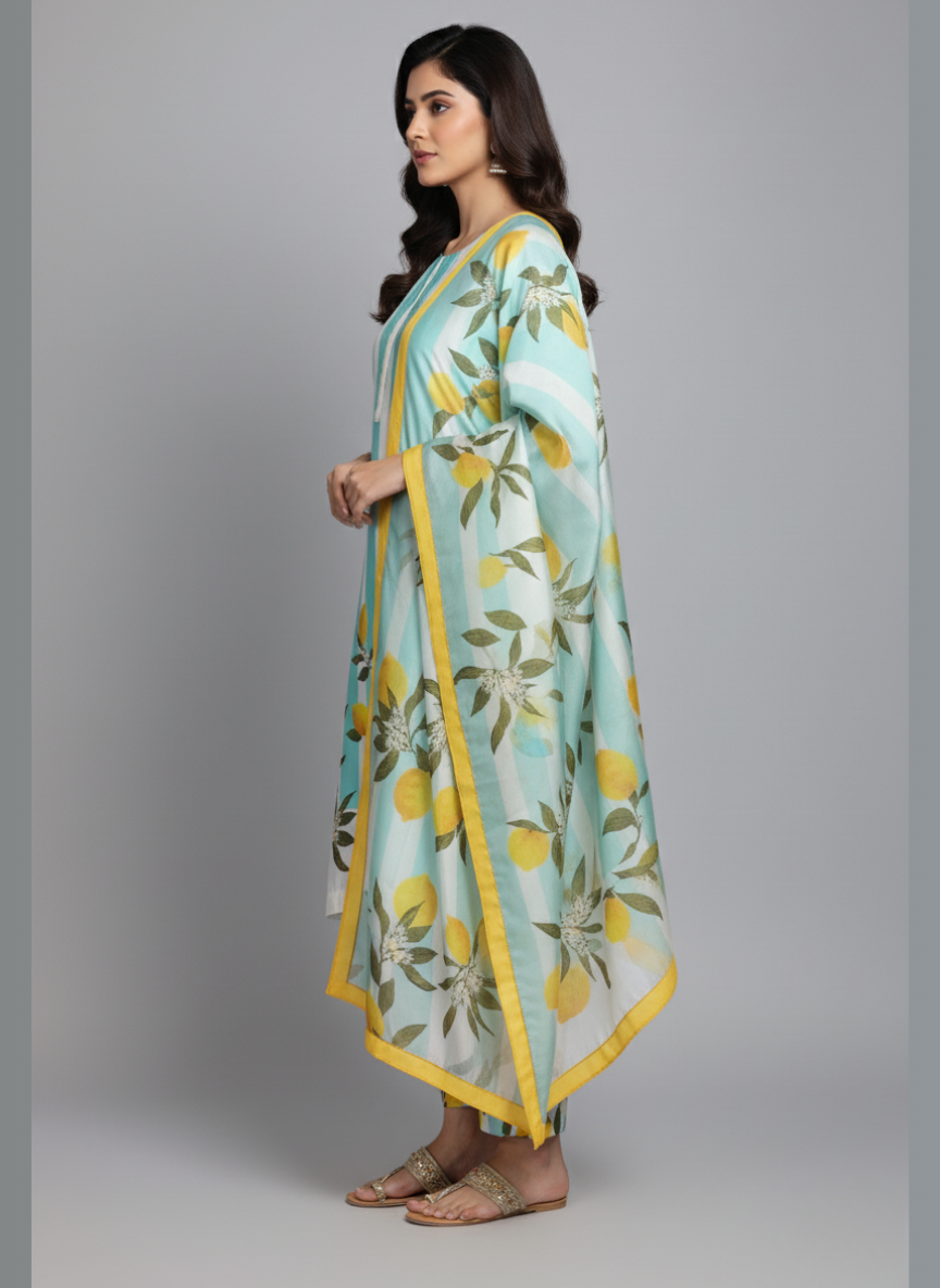 3 pcs Silky dress with Dupatta