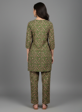 2 PC Printed Linen Dress