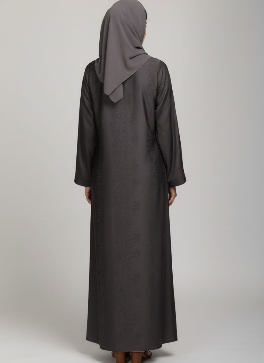 Front open thick silk fabric abaya