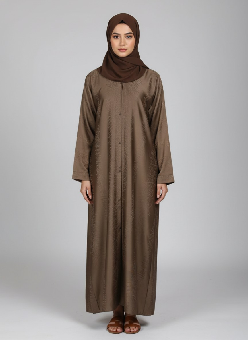 Front open thick silk fabric abaya