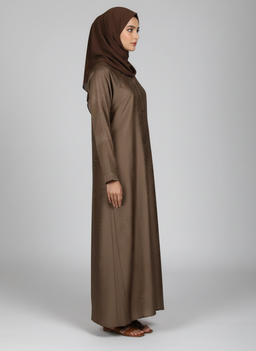 Front open thick silk fabric abaya
