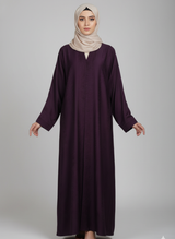 Front open thick silk fabric abaya