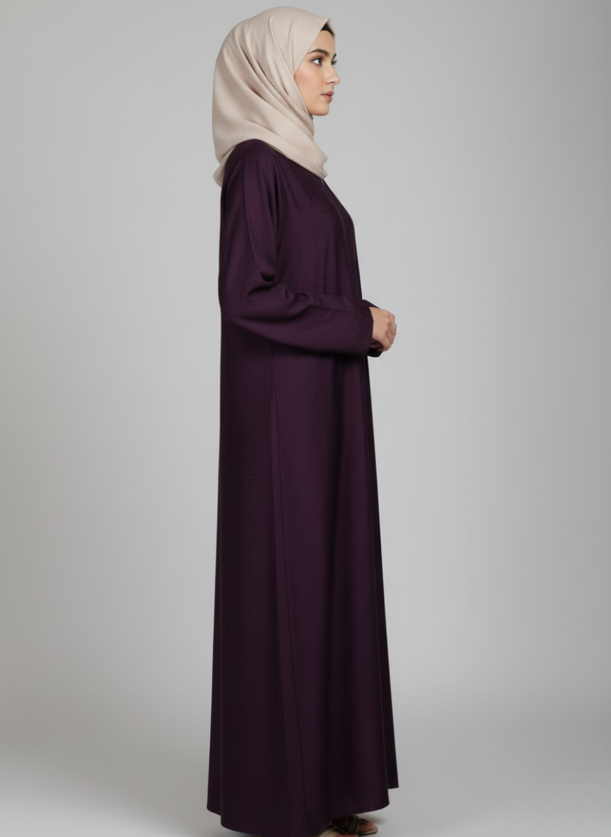 Front open thick silk fabric abaya