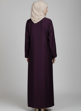 Front open thick silk fabric abaya