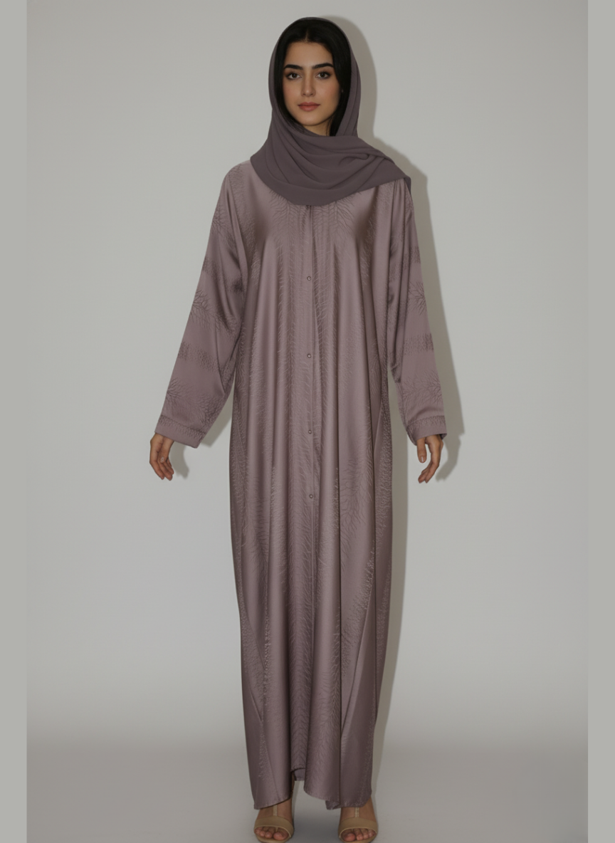 Front open thick silk fabric abaya