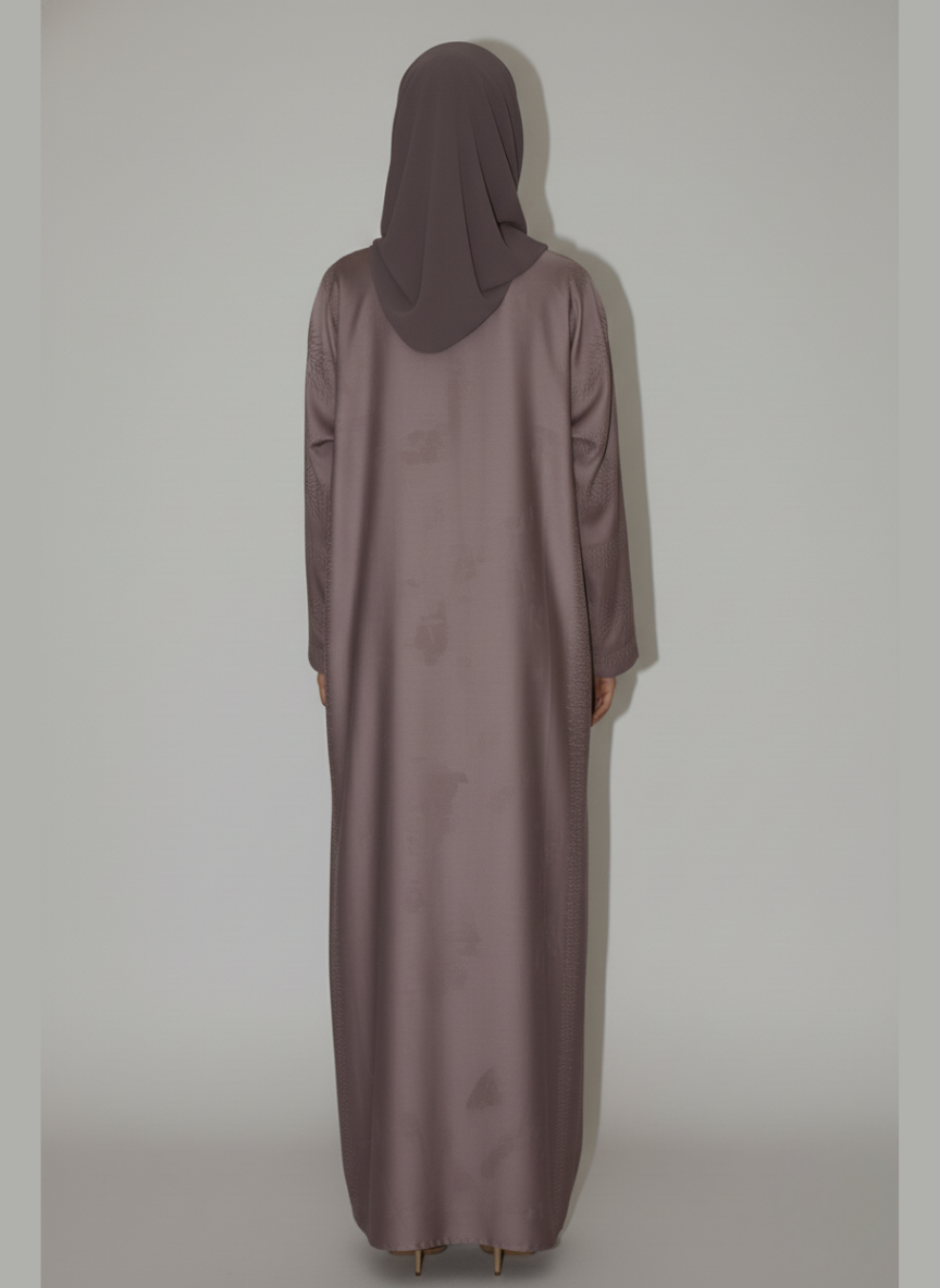 Front open thick silk fabric abaya