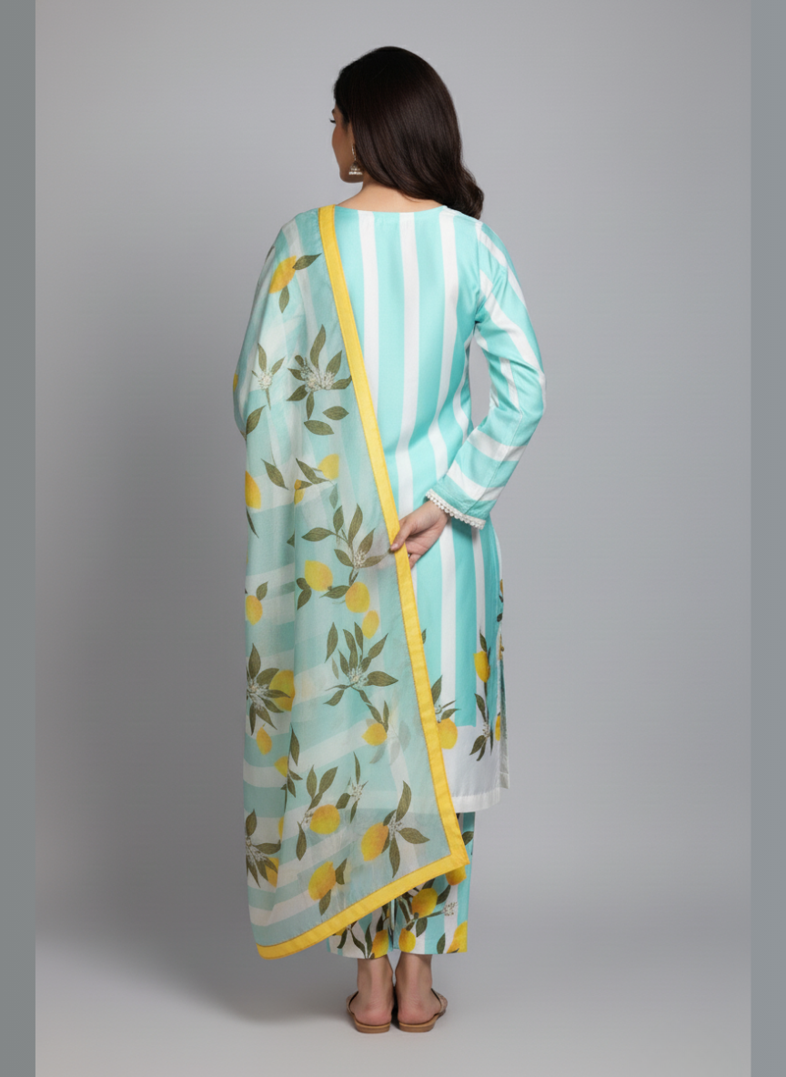 3 pcs Silky dress with Dupatta