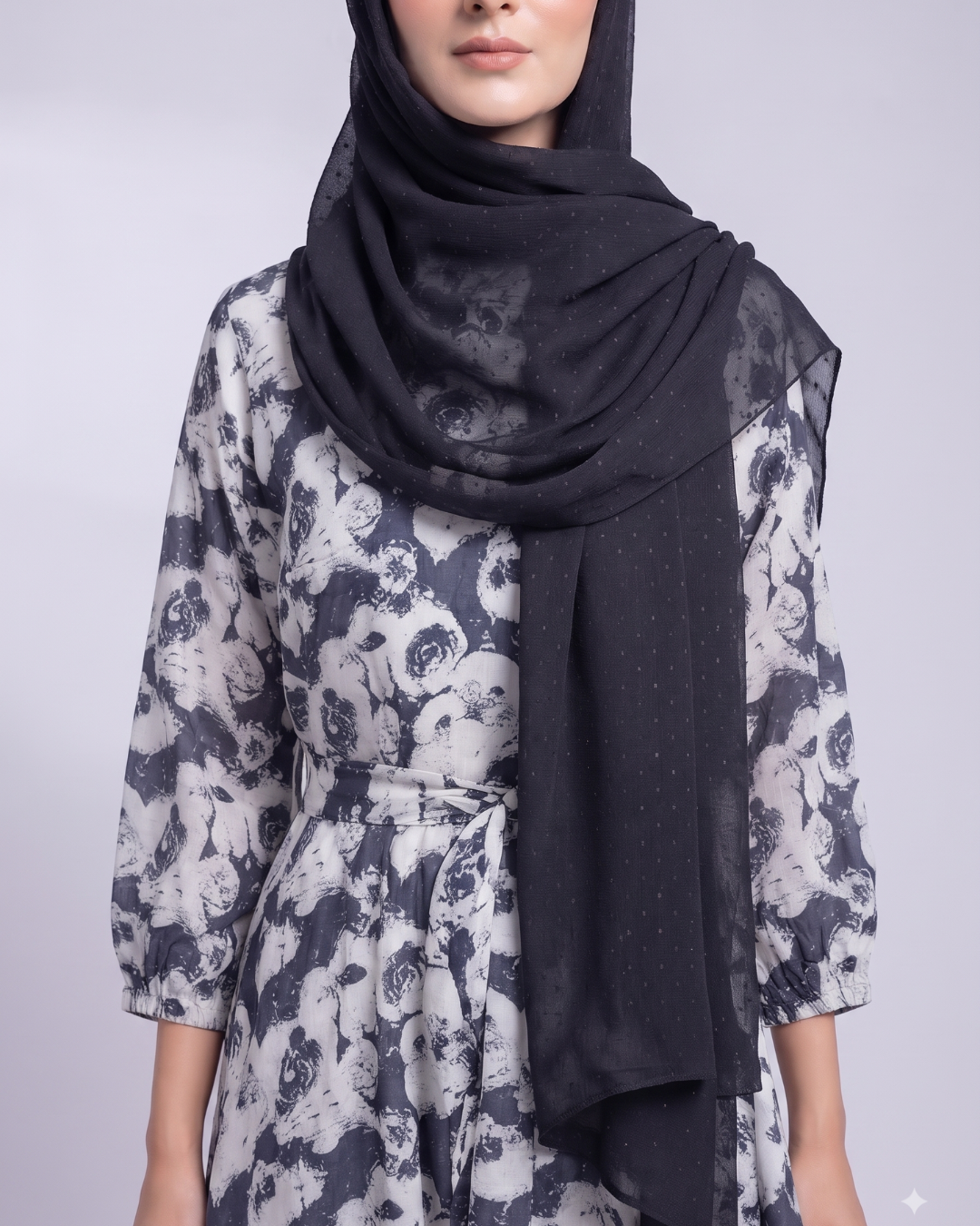 Front Closed Floral Abaya