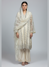 3 pcs embroidered and floral 3D work with Net Dupatta