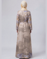 Front closed gown style silky Abaya