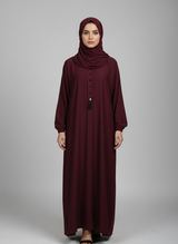 Nida Fabric abaya with buttons and tussles