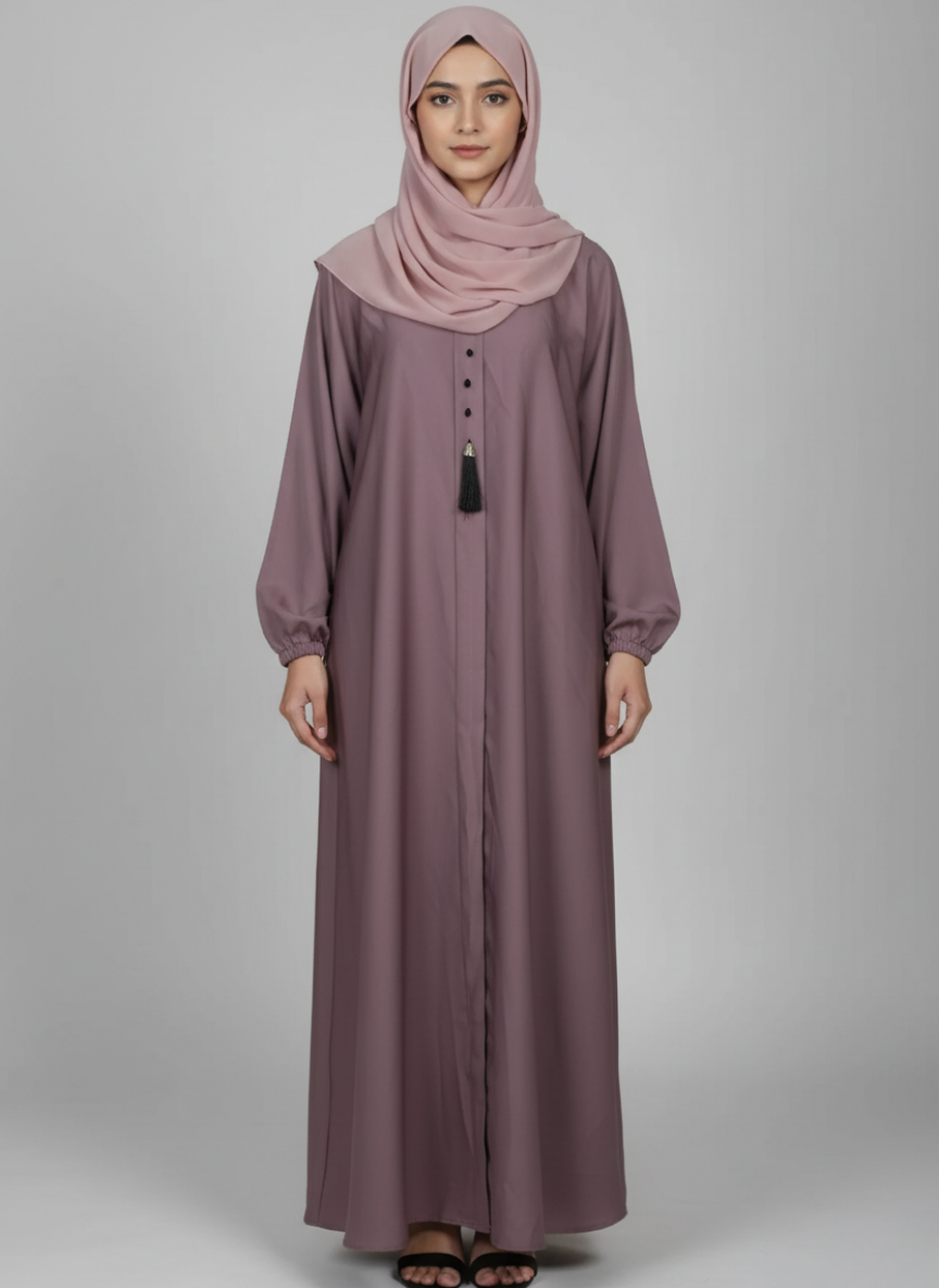 Nida Fabric abaya with buttons and tussles